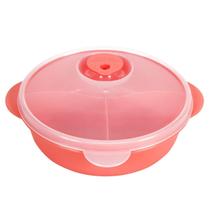 Prato Infantil com Divisórias e Válvula Para Micro-ondas Rosa BabyGo Prato Infantil com Divisórias e Válvula Para Micro-ondas Rosa BabyGo