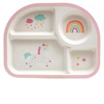 Prato Infantil Com Divisórias Magic Unicórnio Rosa Bebê Buba Prato Infantil Com Divisórias Magic Unicórnio Rosa Bebê Buba