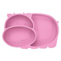 Prato Infantil Com Ventosa de Silicone Resistente e Maleável Com divisórias Pode ir no microondas KaBaby Rosa - 1132R