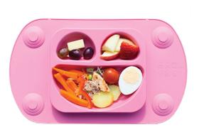 Prato Infantil Em Silicone Portátil Rosa - Bpa Free