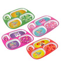 Prato infantil introdução Alimentar Pratinho Divisória p/ Bebê de Animais 25cm Prato infantil introdução Alimentar Pratinho Divisória p/ Bebê de Animais 25cm