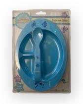 Prato Infantil Isababy Acima De 6 Meses Com Divisórias E 1 Colher Cor Azul