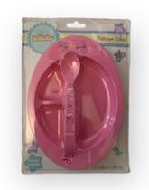 Prato Infantil Isababy Acima De 6 Meses Com Divisórias E 1 Colher Cor Rosa