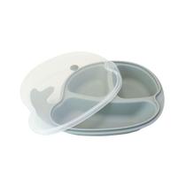 Prato Infantil Menino Menina Com Divisórias Interna Acompanha Tampa Personalizado Formato Baleira cinza Prato Infantil Menino Menina Com Divisórias Interna Acompanha Tampa Personalizado Formato Baleira cinza