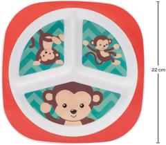 prato infantil plástico (PP) com divisória macaco buba animal fun