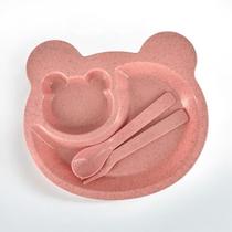 Prato Infantil Pratinho 3 Peças Colher Garfo Prato Bebe Ursinho - DECORKASA