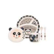 Prato Infantil Talher e Caneca Panda Fibra de Bambu Kit 5un - OXFORD