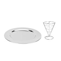 Prato Inox e Suporte Cachepot Decoraçao Festa Mesa Buffet Prato Inox e Suporte Cachepot Decoraçao Festa Mesa Buffet