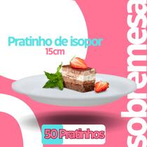 Prato isopor 15 cm de diametro para bolos, sobremesas 50 unid