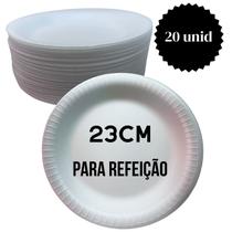 Prato isopor com 20 unid refeição 23cm resistente e termico.