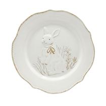 Prato jantar redondo coelho branco 27cm ceramica tok da casa