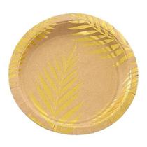 Prato Kraft Silver Folhagem Dourada 18cm 10un