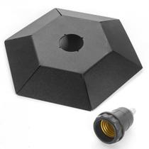 Prato Lâmpada Pendente Retro Luminária Sextavado-Alumínio-Preto