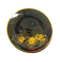Prato Luxo de Sobremesa Preto c/ flores Acrílico Combo 12 un