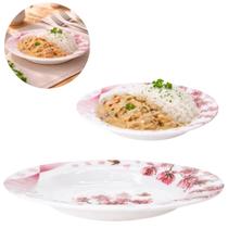 Prato Melamina 20,5 cm Mesa Posta Branco Floral