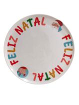 Prato Melamina Branco Raso 25cm Noel Aquarelado Natal