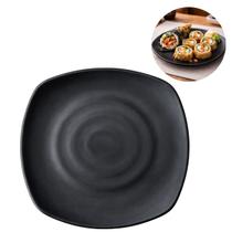 Prato Melamina Quadrado Preto Oriental Restaurante Hotel 22,5cm