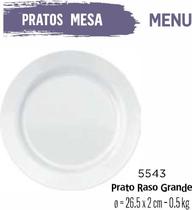Prato Menu Raso Grande 26cm Branco Almoço Jantar Dia a Dia - 01 uni
