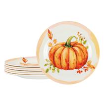 Prato MEYREMUI Unbreakable Melamine Autumn Harvest de 20 cm, conjunto de 6 Prato MEYREMUI Unbreakable Melamine Autumn Harvest de 20 cm, conjunto de 6