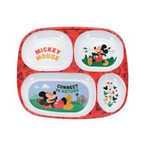 Prato Mickey Disney Melamine c/ Divisórias Kit C/2 - Tuut