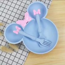Prato Minnie Mickey com 3 Divisórias Infantil Com talheres Colorido Alimentação Criança Disney fofo Prato Minnie Mickey com 3 Divisórias Infantil Com talheres Colorido Alimentação Criança Disney fofo