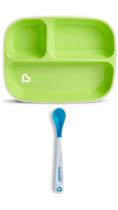Prato Munchkin Infantil Com Divisórias + 1 Colher Termo Sensível Verde