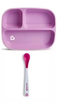 Prato Munchkin Infantil Com Divisórias + Colher Termo Sensível Roxo