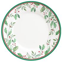 Prato natalino raso em cerâmica Azevinho Alleanza 29 cm Prato natalino raso em cerâmica Azevinho Alleanza 29 cm