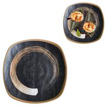 Prato Oriental Preto 20cm Restaurante Japones 100% Melamina