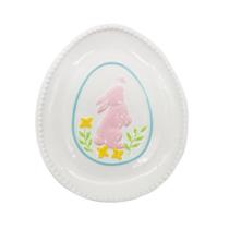 Prato oval coelho de sobremesa em porcelana linha pearl - Tok da Casa