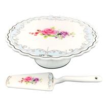 Prato p/Bolo c/Pé e Espátula Mon Cheri New Bone 26 x 10,5cm Prato p/Bolo c/Pé e Espátula Mon Cheri New Bone 26 x 10,5cm