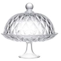 Prato p/Bolo c/Pé e Tampa Diamond em Cristal 25x23,5cm Wolff Prato p/Bolo c/Pé e Tampa Diamond em Cristal 25x23,5cm Wolff