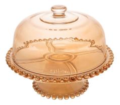 PRATO P/BOLO CRISTAL DE CHUMBO C/PE E TAMPA PEARL AMBAR METALIZADO METALIZADO 31x25cm PRATO P/BOLO CRISTAL DE CHUMBO C/PE E TAMPA PEARL AMBAR METALIZADO METALIZADO 31x25cm