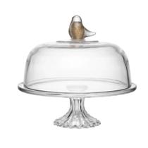 Prato P/ Bolo de Vidro Com Pé e Tampa Bird 30cm x 29cm - Wolff