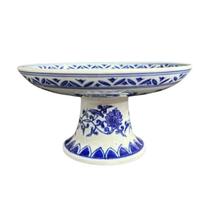Prato p/ Bolo em Ceramica Portuguesa Branco e Azul 32x14,5cm Prato p/ Bolo em Ceramica Portuguesa Branco e Azul 32x14,5cm
