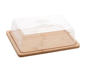 PRATO P/QUEIJO DE BAMBU C/TAMPA DE PLASTICO 24x18,5x7,5cm PRATO P/QUEIJO DE BAMBU C/TAMPA DE PLASTICO 24x18,5x7,5cm