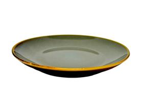 PRATO P/SOBREMESA NOIR CERÂMICA VERDE C/BORDA DOURADA D20cm