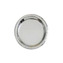 Prato Papel Biodegradável Liso Prata - 10 un - 18 cm - Silver Festas