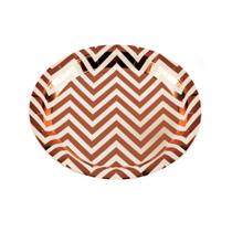 Prato Papel Chevron Bronze - 10 Um Silver Festas