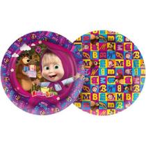 Prato Papel Festa Masha e o Urso - Pacote com 12 unidades - Regina Festas