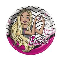 Prato Papel Tema 18cm Barbie - 08 unid