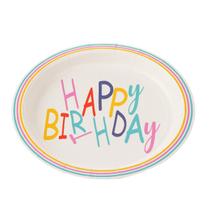 Prato Papel Tema 18cm Happy Birthday Colorido - 10 unid