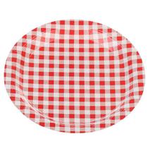 Prato Papel Tema 18cm Xadrez Vermelho Festa Junina - 10 unid