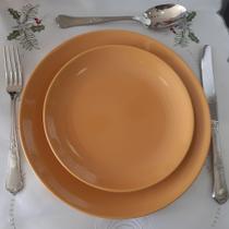 Prato para almoço coupe, 26 cm, cor mostarda , esmaltado