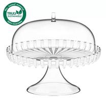 Prato para Bolo com Domo e Pedestal em Bio Plástico não fóssil 31xh27 cm - DolceVita - Pérola - Guz