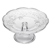 Prato para Bolo com Pé 19x9 cm Cristal Ecológico e Borboletas New Butterfly Lyor