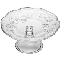 Prato para Bolo com Pé 19x9cm Vidro Cristal Lyor Suporte Torta Redondo New Butterfly Prato para Bolo com Pé 19x9cm Vidro Cristal Lyor Suporte Torta Redondo New Butterfly