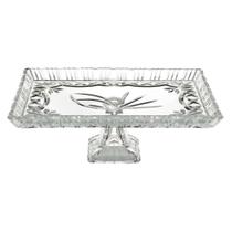 Prato para Bolo com Pé de Cristal de Chumbo Janine 29,5 x 19,5 x 10,5 cm Casa Del Grande