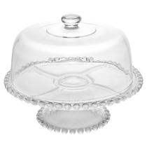 PRATO PARA BOLO COM PÉ DE CRISTAL E TAMPA PEARL 31CM x 25CM PRATO PARA BOLO COM PÉ DE CRISTAL E TAMPA PEARL 31CM x 25CM