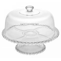Prato para Bolo com Pé de Cristal e Tampa Pearl 31x25cm 30135 - Wolff Prato para Bolo com Pé de Cristal e Tampa Pearl 31x25cm 30135 - Wolff